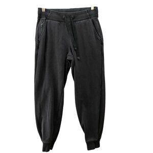 Athleta Jogger Sweatpants Womens XS Black Mid Rise Zip Pocket Fleece Drawstring